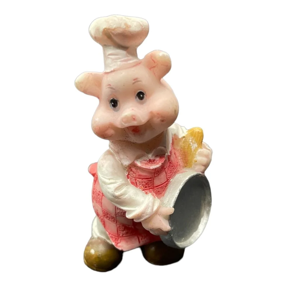 Vintage Happy Chef Pig Figurine 3.25